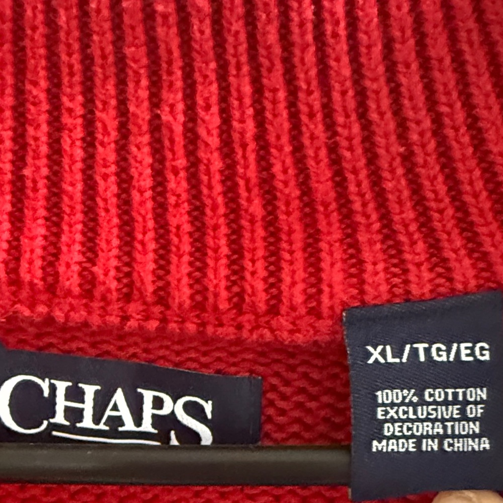 Chaps Red Zip Up Sweater - Picture 2 of 7